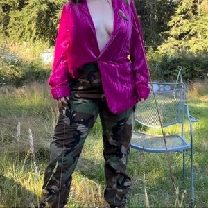 Pink Velvet Oversized Blazer